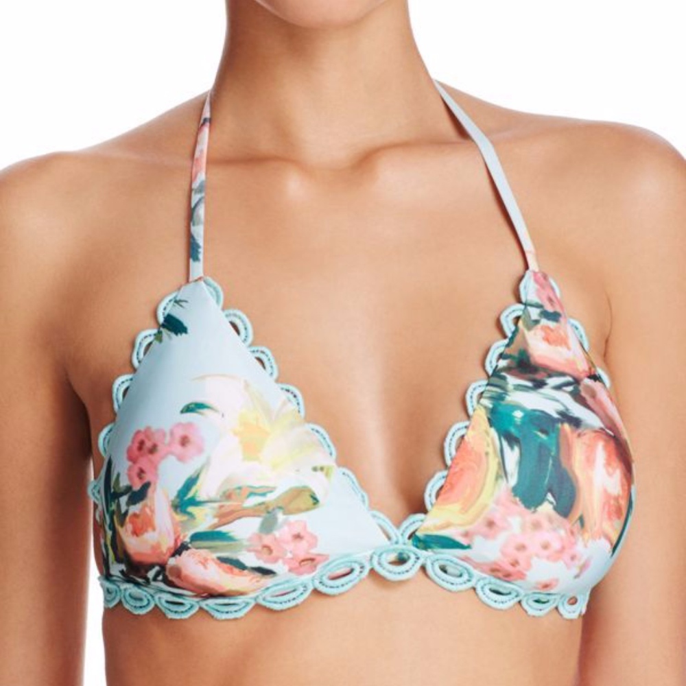 Becca High Tea Garden Floral Triangle Bikini Top